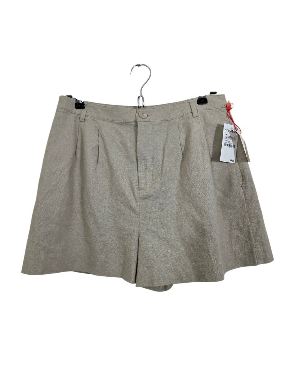 NWT Open Edit Nordstrom Linen Blend Pleated Shorts Tan Neutral Size 6
